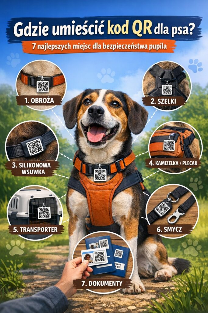 Gdzie umieścić kod QR dla psa? 7 najlepszych miejsc zwiększających bezpieczeństwo